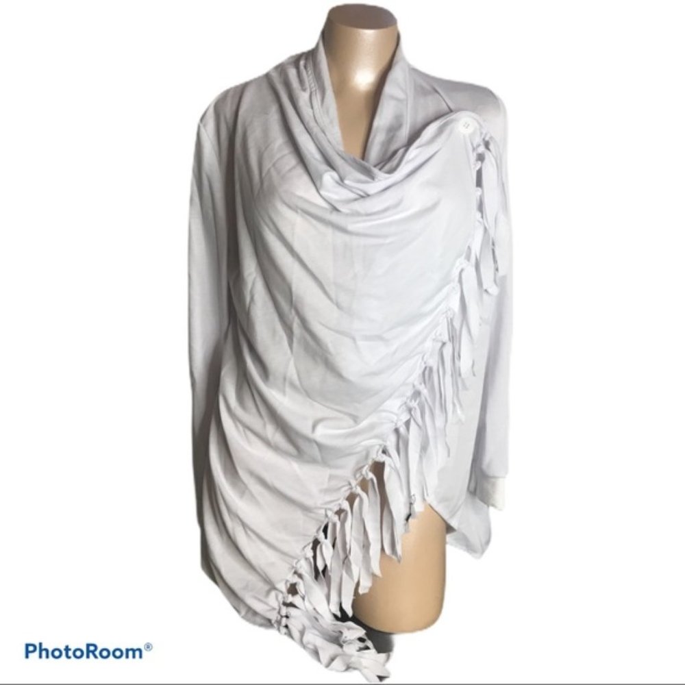 Tassels hem cardigan blouse poncho
